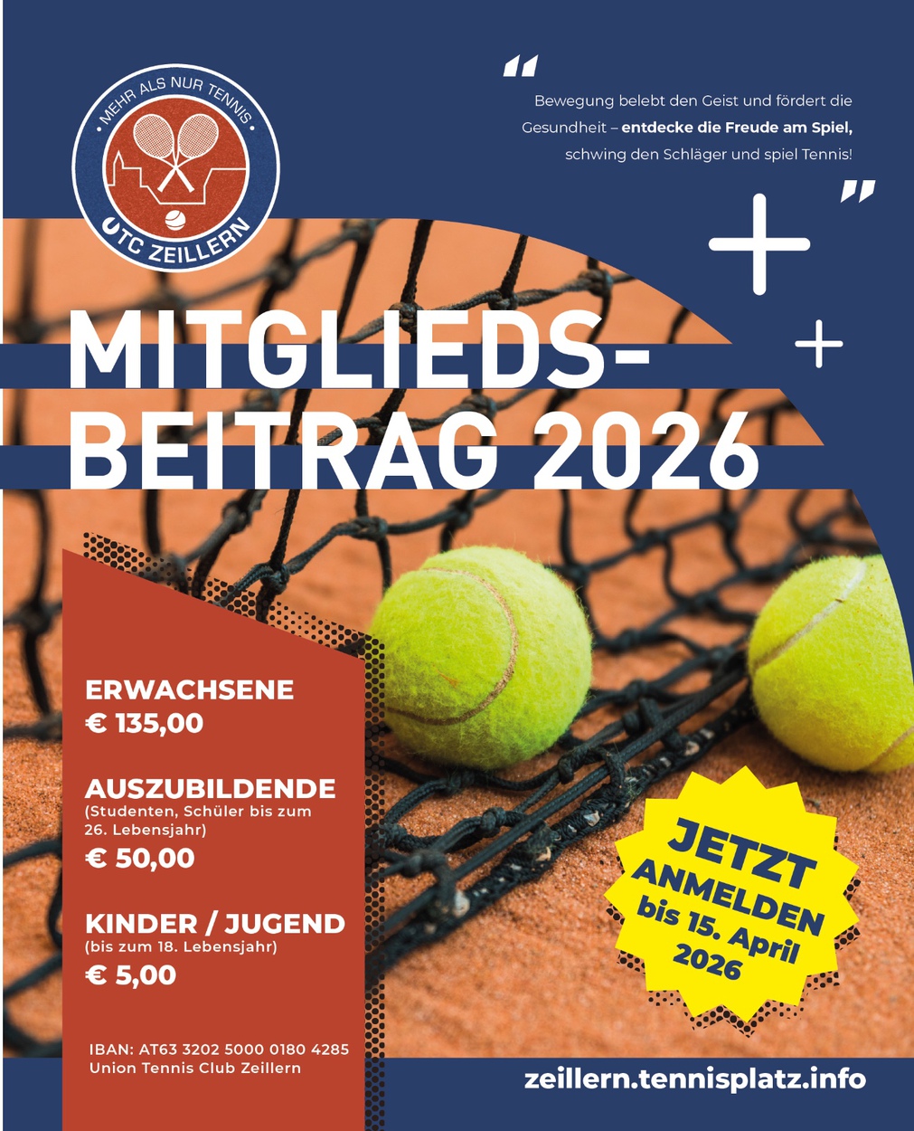 Infos zum Mitgliedsbeitrag 2026 – UTC Zeillern